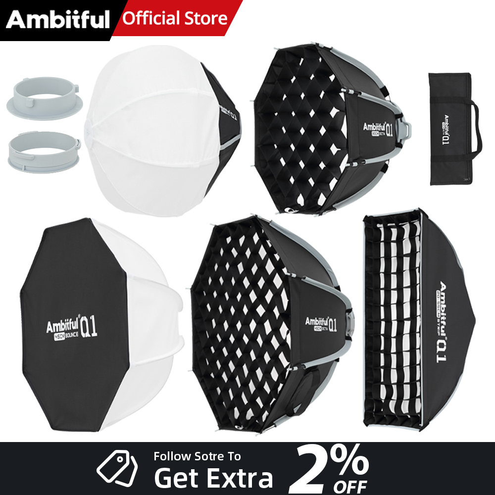 AMBITFUL Q1 Mini Softbox Octog - Photography Lighting Softbox avaliação e preço