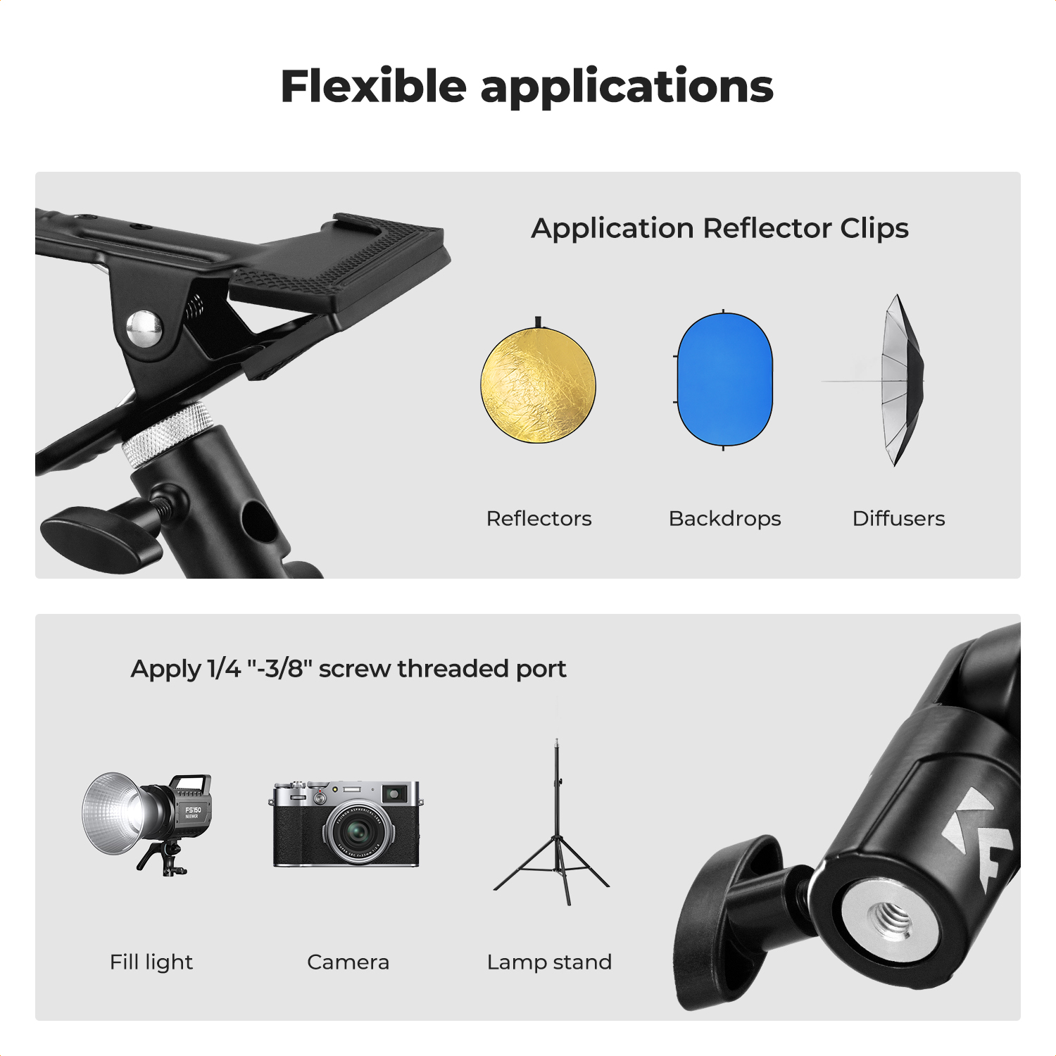 Suporte de Clipe Refletor K&F  - Reflector Arm Clamp avaliação e preço